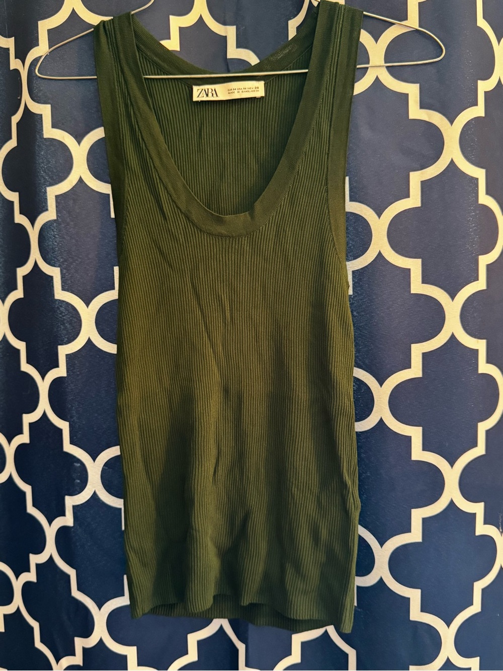 ZARA Dark Olive Ribbed Tank Top